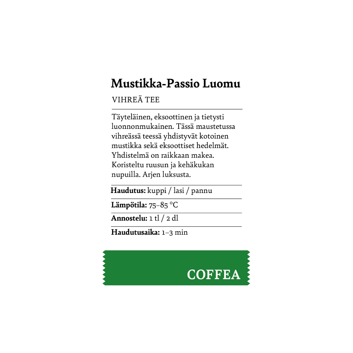 Mustikka-passio vihreä tee luomu